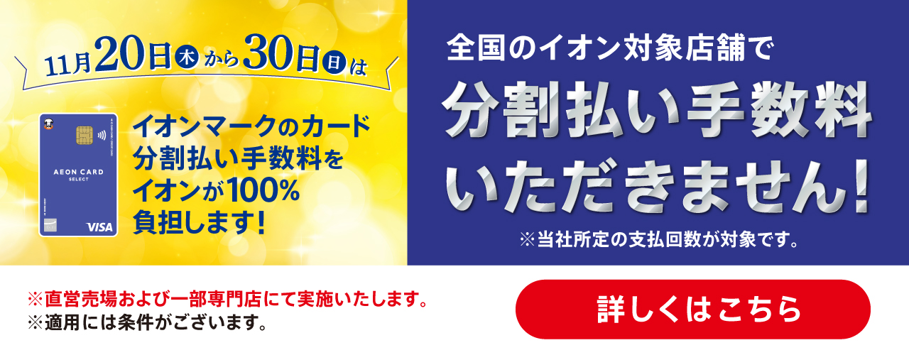 イオンマークのカード分割払い手数料をイオンが100%負担します!