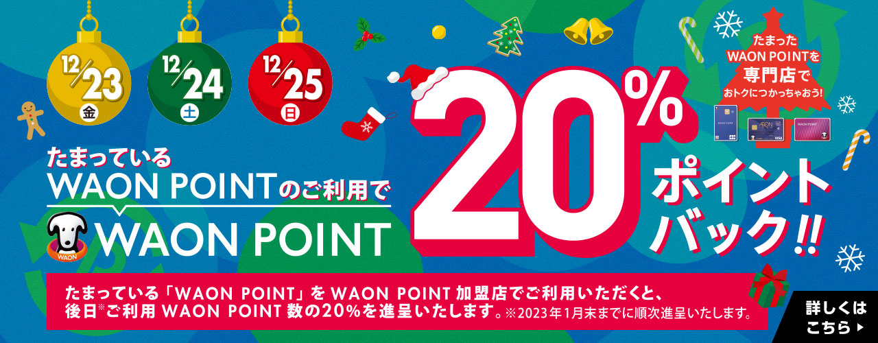 専門店限定 WAON POINT 20%ポイントバック
