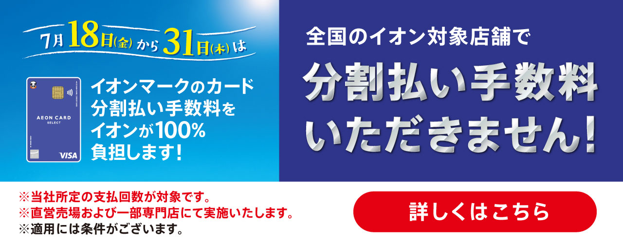 イオンマークのカード分割払い手数料をイオンが100%負担します!