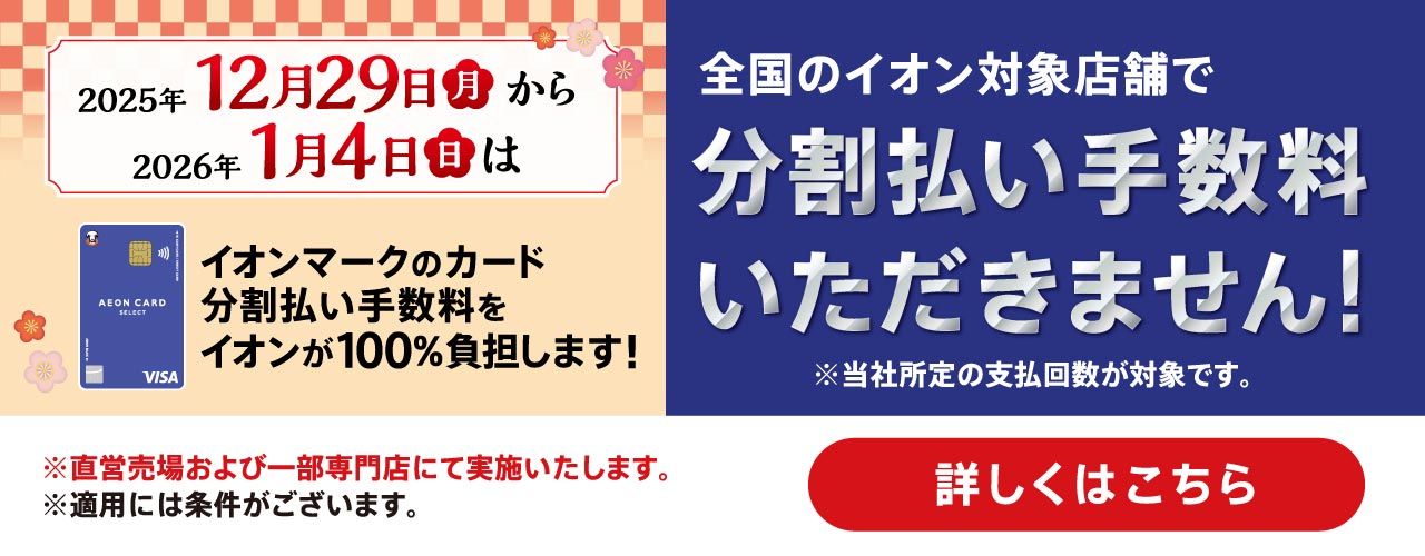 12月29日(月)～1月4日(日) イオンカード分割手数料無料