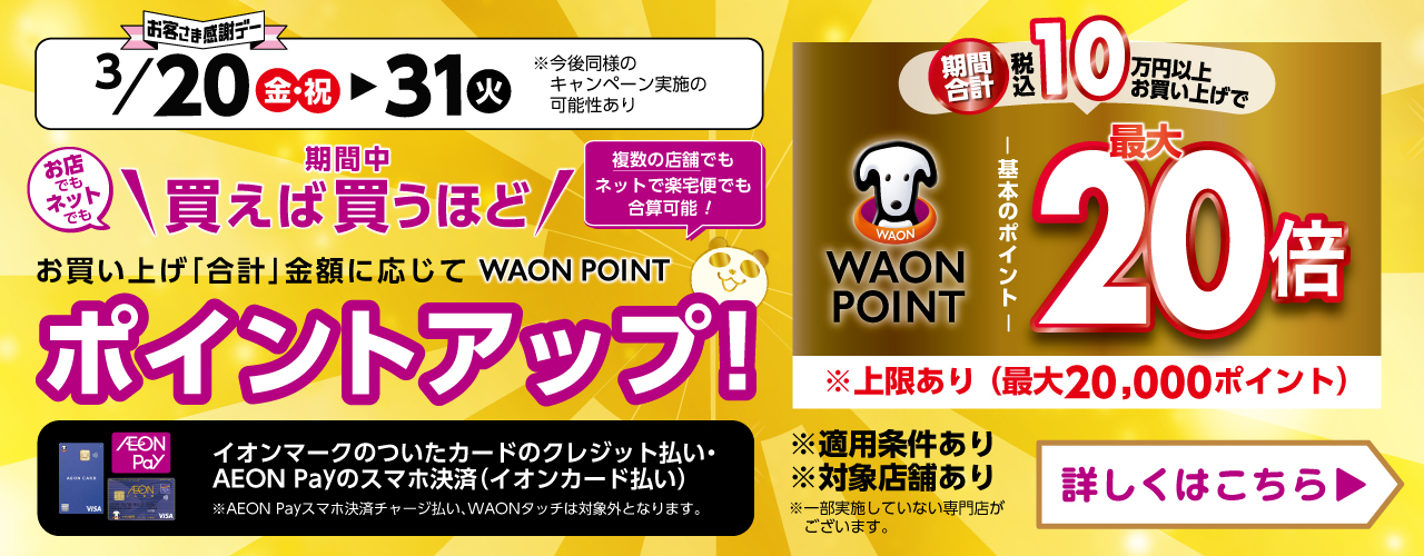 買えば買うほどWAON POINTポイントアップ