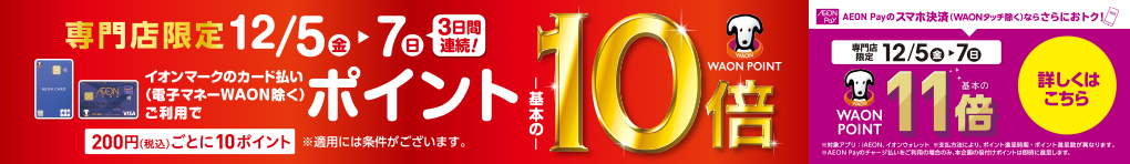 専門店では WAON POINT -基本の- 10倍