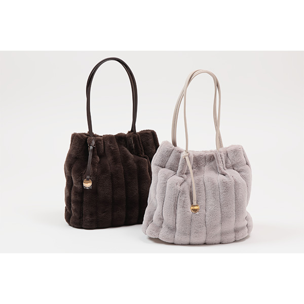 ストライプフェイクファートートバッグ