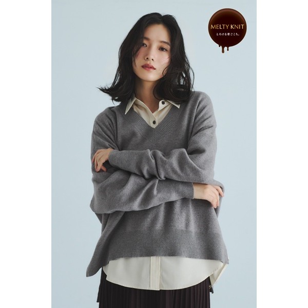メルティリブVネックプルオーバー