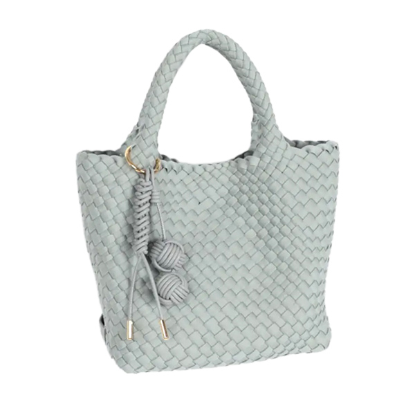 ミニポーチ付編み込みスクエアミニトート