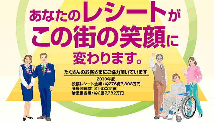 あなたのレシートがこの街の笑顔に変わります。