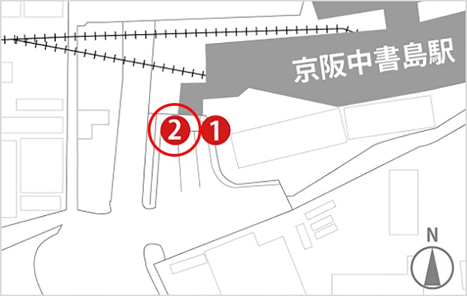 京阪電⾞中書島駅からお越しのお客さま