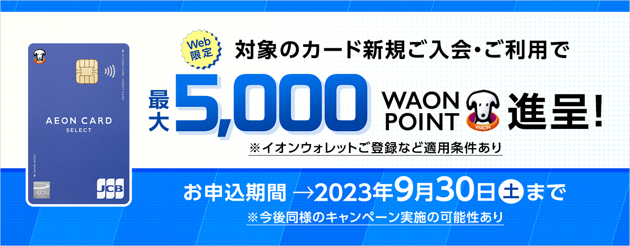 【Web限定】対象のカード新規ご入会・ご利用で最大5,000WAON POINT進呈!